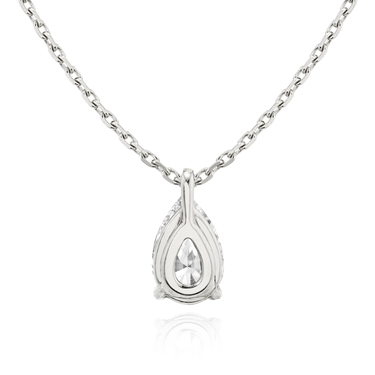 Solitaire Pendant in 18K White Gold — back view