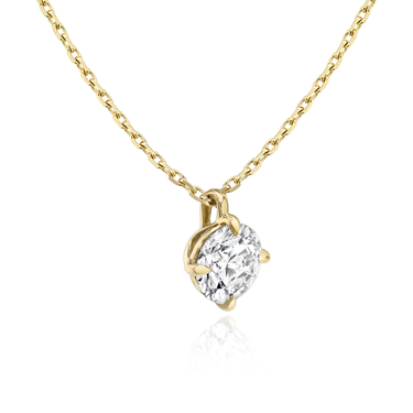 Solitaire Pendant in 18K Yellow Gold — side view