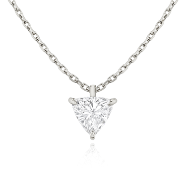 Solitaire Pendant in 18K White Gold — front view