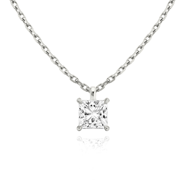 Solitaire Pendant in 18K White Gold — front view