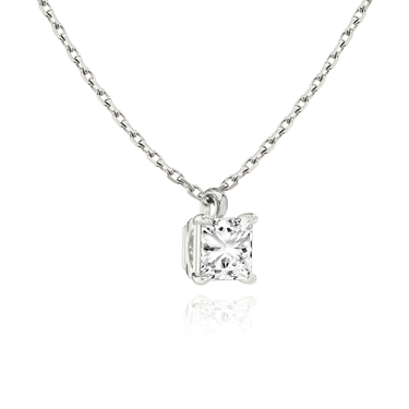 Solitaire Pendant in 18K White Gold — side view