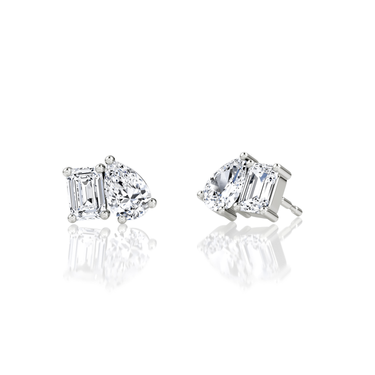 Toi et Moi Stud in 18K White Gold — three quarter view