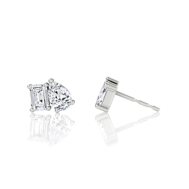Toi et Moi Stud in 18K White Gold — side view