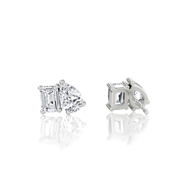 Toi et Moi Stud in 18K White Gold — back view