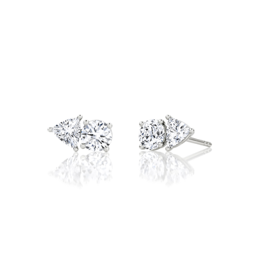 Toi et Moi Stud in 18K White Gold — three quarter view