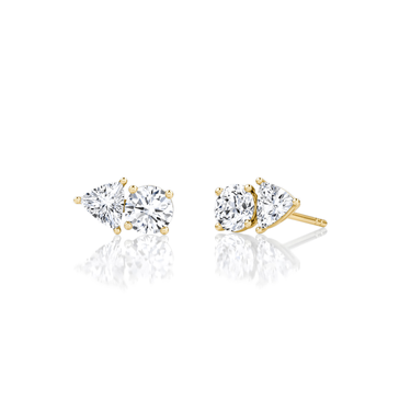 Toi et Moi Stud in 18K Yellow Gold — three quarter view