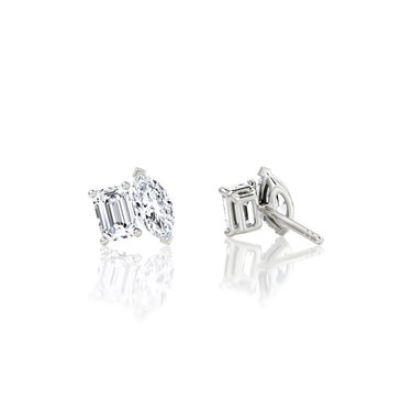 Toi et Moi Stud in 18K White Gold — back view