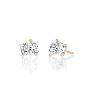 Toi et Moi Stud in 18K Rose Gold — three quarter view