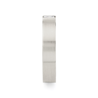 Just Brilliant brushed baguette diamond band in 18K White Gold, side view