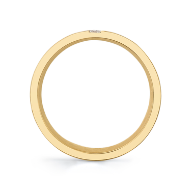 Just Brilliant brushed baguette diamond band in 18K Yellow Gold, profile view
