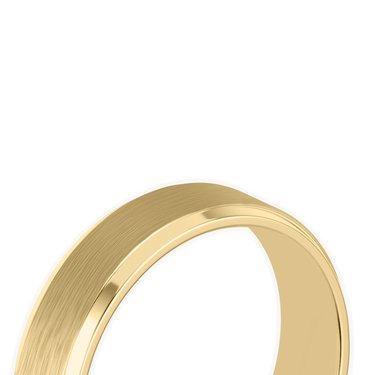 Just Brilliant brushed bevel band, 18K Yellow Gold, detail view, white background with natural shadow