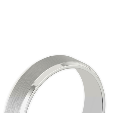 Just Brilliant brushed bevel band, 18K White Gold, detail view, white background with natural shadow