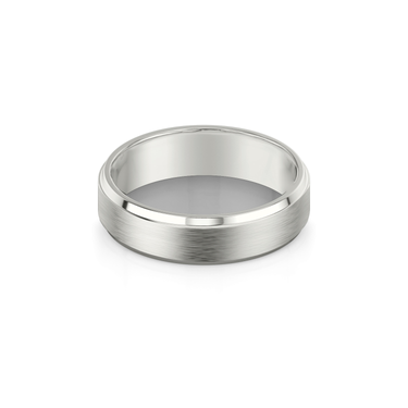 Just Brilliant brushed bevel band, 18K White Gold, flat view, white background with natural shadow