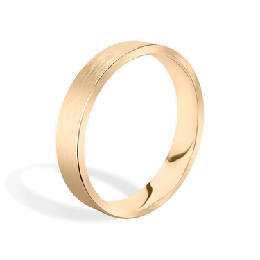 Just Brilliant 4mm Brushed Flat Wedding Band in 18K Rose Gold, upright view
