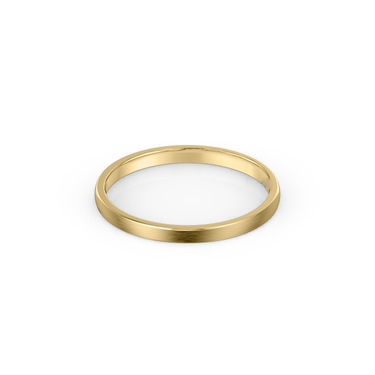 Just Brilliant 2mm Brushed Round Wedding Band in 18K Yellow Gold, front view