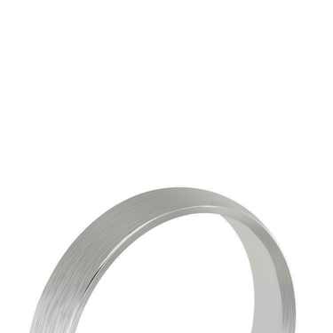 Just Brilliant 4mm Brushed Round Wedding Band in 18K White Gold, detail view