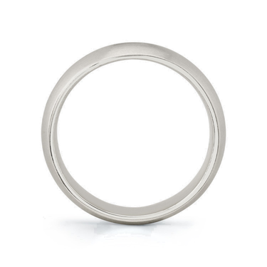 Just Brilliant 6mm Brushed Round Wedding Band in 18K White Gold, profile view