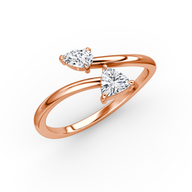 Just Brilliant Bypass Cuff ring in 18K Rose Gold, upright view