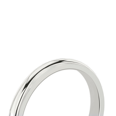 Just Brilliant 3mm Classic Round Wedding Band in 18K White Gold, perspective view