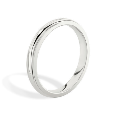 Just Brilliant 3mm Classic Round Wedding Band in 18K White Gold, upright view