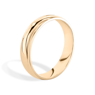 Just Brilliant 4.5mm Classic Round Wedding Band in 18K Rose Gold, upright view