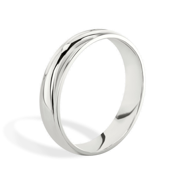 Just Brilliant 4.5mm Classic Round Wedding Band in 18K White Gold, upright view