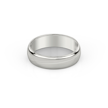 Just Brilliant 6mm Classic Round Wedding Band in 18K White Gold, front view