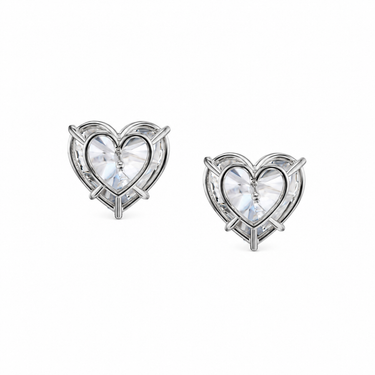 Cœurs de Lumière Diamond Studs in 18K white gold by Just Brilliant — Reverse setting detail