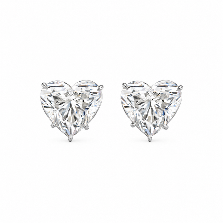 Cœurs de Lumière Diamond Studs in 18K white gold by Just Brilliant — Front view