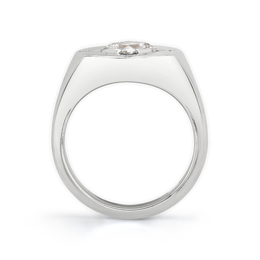 Just Brilliant Compass Ring in 18K White Gold, profile view.