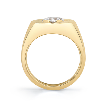 Just Brilliant Compass Ring in 18K Yellow Gold, profile view.