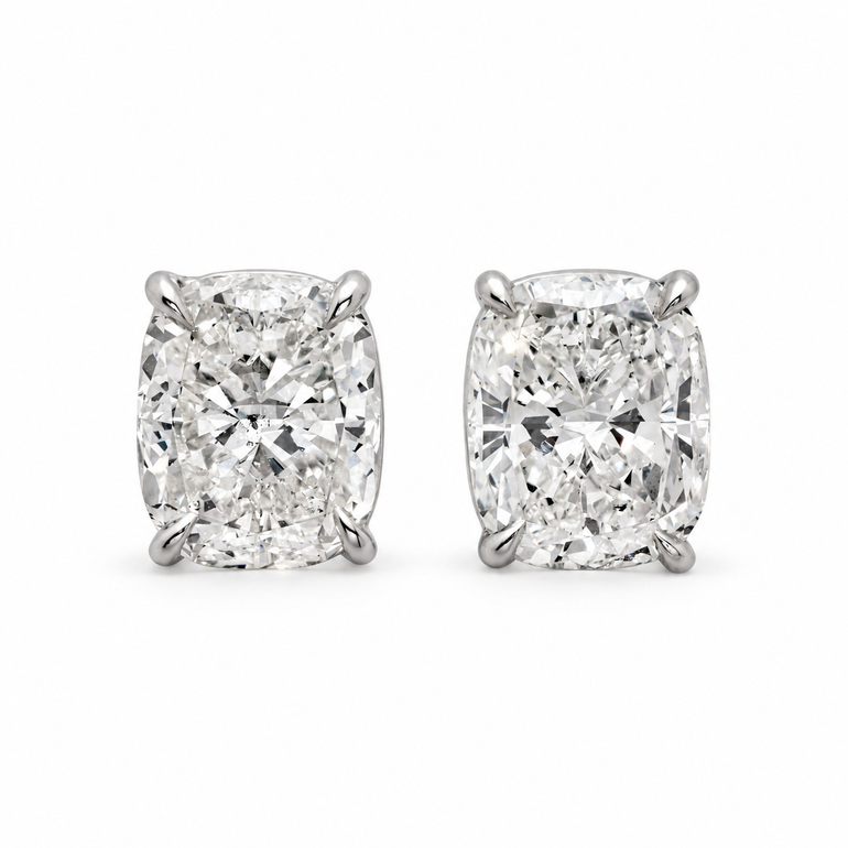 Coussin de Lumière Diamond Stud Earrings in 18K white gold by Just Brilliant — Front pair