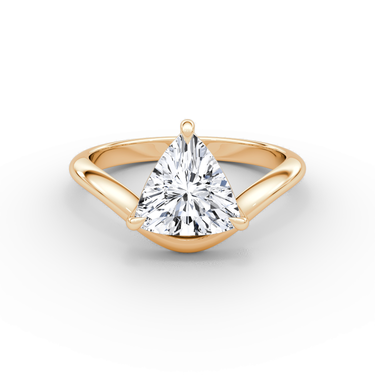 Just Brilliant Curve Solitaire Diamond Ring, Plain / Trillion / Other, 18K Rose Gold, front view