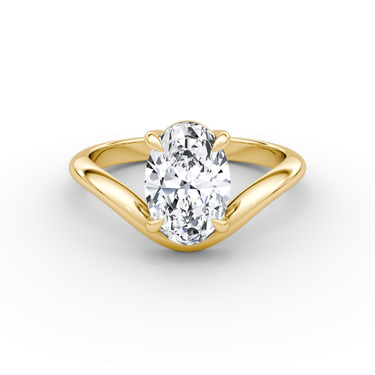 Just Brilliant Curve Solitaire Diamond Ring, Plain / Oval / Other, 18K Yellow Gold, front view