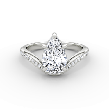 Just Brilliant Curve Solitaire Diamond Ring, Pavé / Pear / Other, 18K White Gold, front view