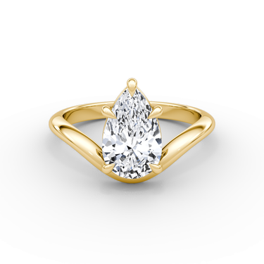 Curve Diamond Ring — Plain Pear in 18K Yellow Gold — front view; small dark JB and diamond engraving