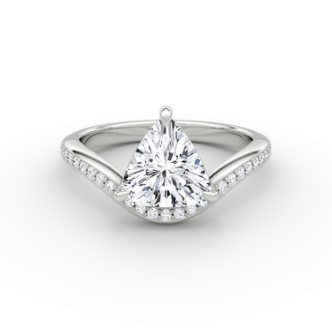Just Brilliant Curve Solitaire Diamond Ring, Pavé / Trillion / Other, 18K White Gold, front view