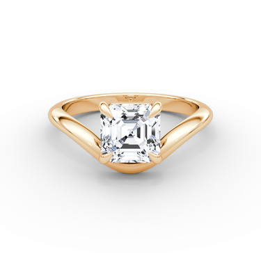 Just Brilliant Curve Solitaire Diamond Ring, Plain / Asscher / Other, 18K Rose Gold, front view