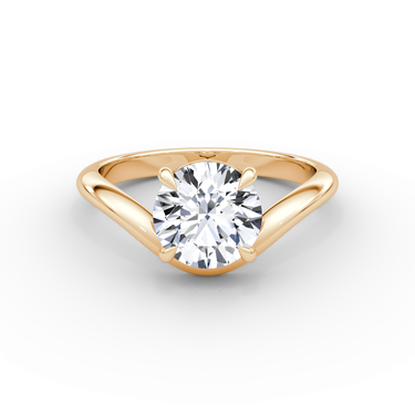 Just Brilliant curve solitaire diamond ring in 18K Rose Gold, front view.
