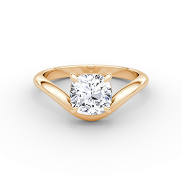 Just Brilliant Curve Solitaire Diamond Ring, Plain / Cushion / Other, 18K Rose Gold, front view