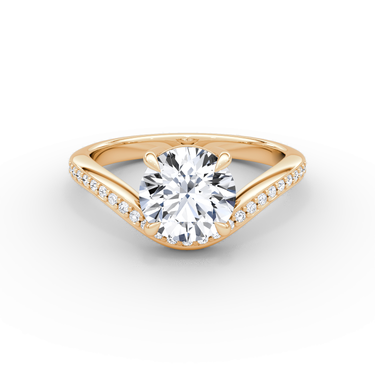Just Brilliant curve solitaire diamond ring in 18K Rose Gold, front view.