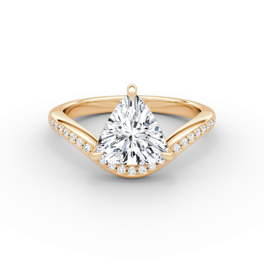 Just Brilliant Curve Solitaire Diamond Ring, Pavé / Trillion / Other, 18K Rose Gold, front view