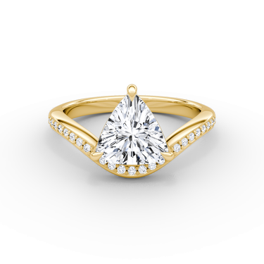 Just Brilliant Curve Solitaire Diamond Ring, Pavé / Trillion / Other, 18K Yellow Gold, front view