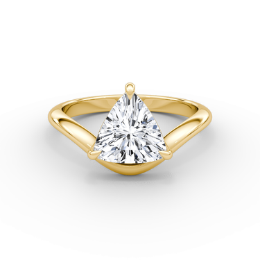 Just Brilliant Curve Solitaire Diamond Ring, Plain / Trillion / Other, 18K Yellow Gold, front view