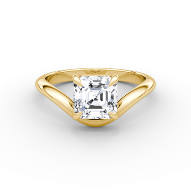 Just Brilliant Curve Solitaire Diamond Ring, Plain / Asscher / Other, 18K Yellow Gold, front view