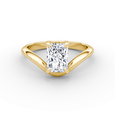 Curve Diamond Ring — Plain Radiant in 18K Yellow Gold — front view; small dark JB and diamond engraving