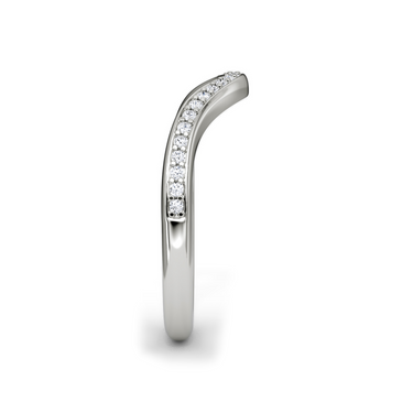 Just Brilliant Curve Band, 18K White Gold, side view on white with natural shadow
