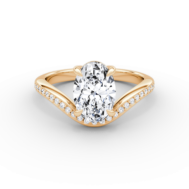 Just Brilliant Curve Solitaire Diamond Ring, Pavé / Oval / Other, 18K Rose Gold, front view