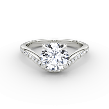 Just Brilliant curve solitaire diamond ring in 18K White Gold, front view.