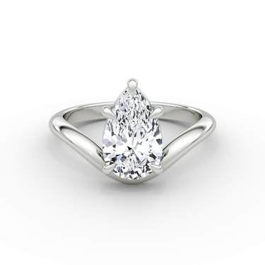 Curve Diamond Ring — Plain Pear in 18K White Gold — front view; small dark JB and diamond engraving